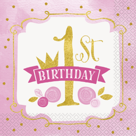 Picture of 1st BIRTHDAY PINK AND GOLD - LUNCHEON NAPKINS
