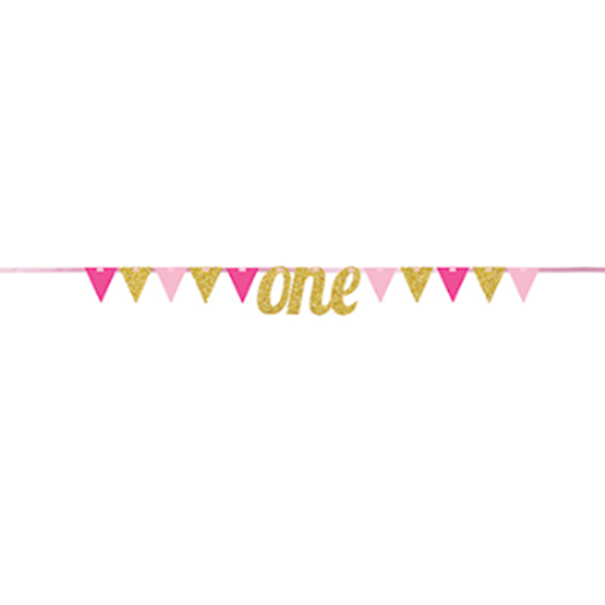 Picture of DECOR - ONE PENNANT BANNER - PINK AND GOLD