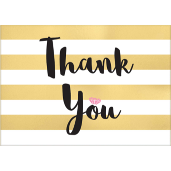 Image sur GOLD STRIPE THANK YOU CARDS  - 8CT