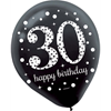 Image sur 30th LATEX BALLOONS - BLACK/GOLD/SILVER