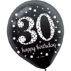 Picture of 30th LATEX BALLOONS - BLACK/GOLD/SILVER