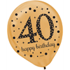Picture of 40th LATEX BALLOONS - BLACK/GOLD/SILVER