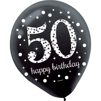 Picture of 50th - LATEX BALLOONS - BLACK/GOLD/SILVER