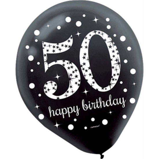 Picture of 50th - LATEX BALLOONS - BLACK/GOLD/SILVER