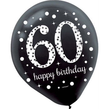 Picture of 60th - LATEX BALLOONS - BLACK/GOLD/SILVER