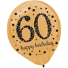 Image sur 60th - LATEX BALLOONS - BLACK/GOLD/SILVER