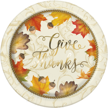 Image de GOLD FALL LEAVES  9" PLATE