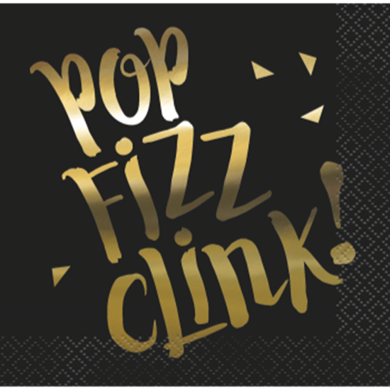 Image sur TABLEWARE - POP FIZZ CLINK - BEVERAGE NAPKIN GOLD FOIL