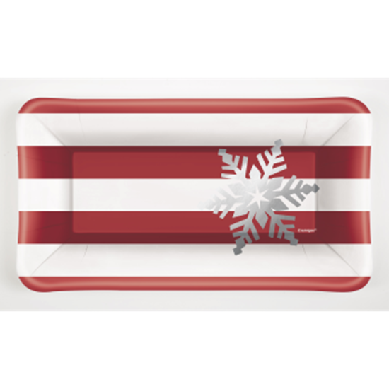 Picture of TABLEWARE - ELEGANT RED CHRISTMAS RECTANGULAR APPETIZER PLATES