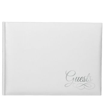 Image de GUEST BOOK - WHITE WITH SILVER WRITING