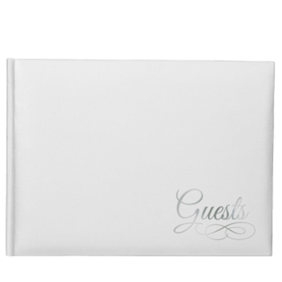 Picture of GUEST BOOK - WHITE WITH SILVER WRITING