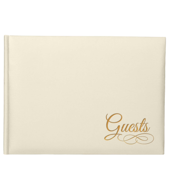 Image de GUEST BOOK - IVORY WITH GOLD WRITING