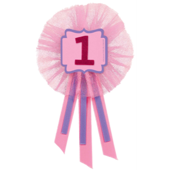 Picture of WEARABLES - RIBBON PIN - FIRST BIRTHDAY PINK