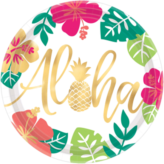 Picture of TABLEWARE - ALOHA 10 1/2"  FOIL PLATES
