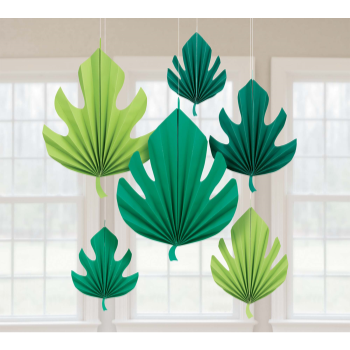 Image de PALM LEAF SHAPED FANS 6PC