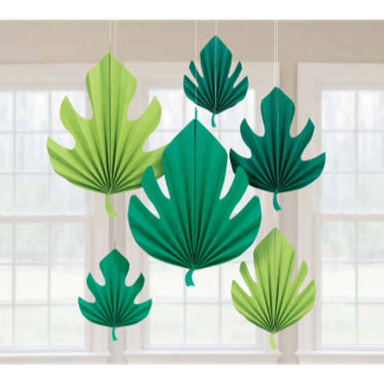 Image sur PALM LEAF SHAPED FANS 6PC