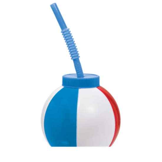 PartyMart. TABLEWARE - 22oz BEACH BALL CUP WITH STRAW