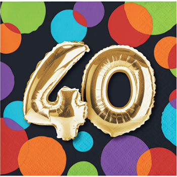 Image de 40th - BALLOON BIRTHDAY BEVERAGE NAPKIN