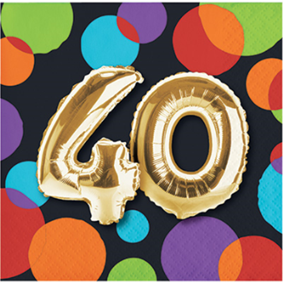 Image sur 40th - BALLOON BIRTHDAY BEVERAGE NAPKIN