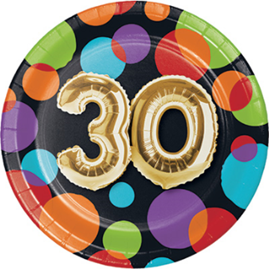 Picture of 30th - BALLOON BIRTHDAY - 7" ROUND PLATES