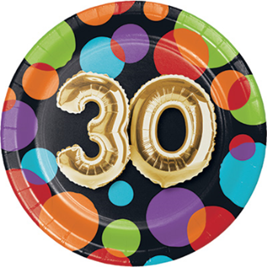 Image sur 30th - BALLOON BIRTHDAY - 7" ROUND PLATES