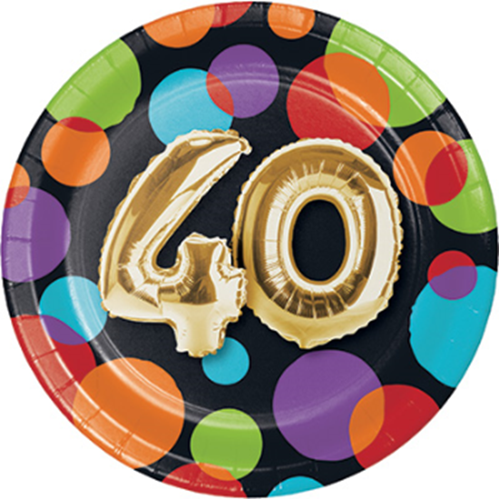 Picture of 40th - BALLOON BIRTHDAY - 7" ROUND PLATES
