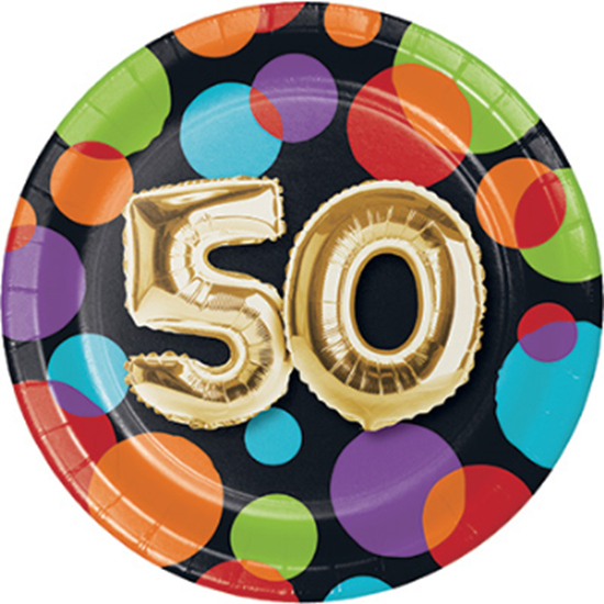 Picture of 50th - BALLOON BIRTHDAY - 7" ROUND PLATES