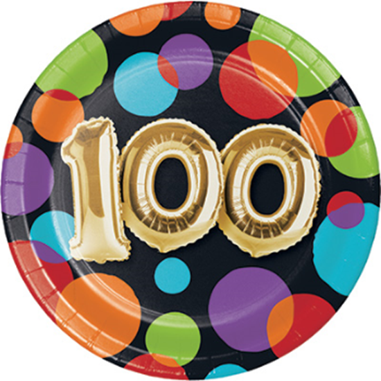 Picture of 100th - BALLOON IRTHBDAY - 7" ROUND PLATES