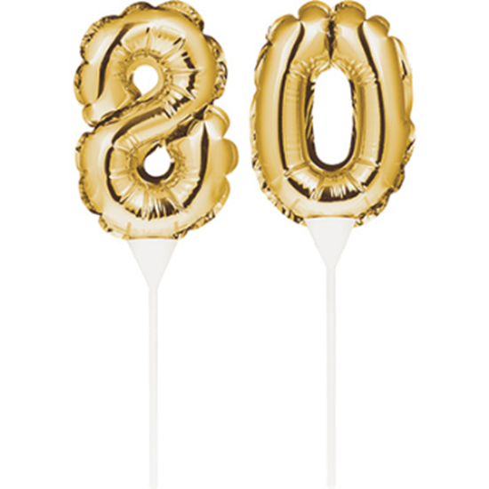 Picture of 80th - BALLOON CAKE TOPPER - GOLD