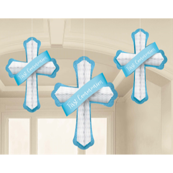 Picture of DECOR - BLUE CROSS HONEYCOMB HANGING DECORATION