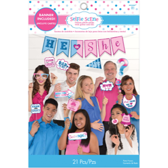 Image sur GENDER REVEAL - HE OR SHE DELUXE PHOTO PROPS
