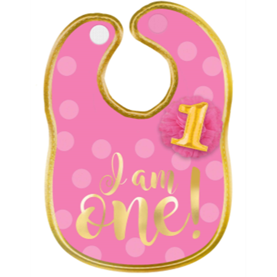 Picture of WEARABLES - 1st BIRTHDAY FABRIC BIB PINK