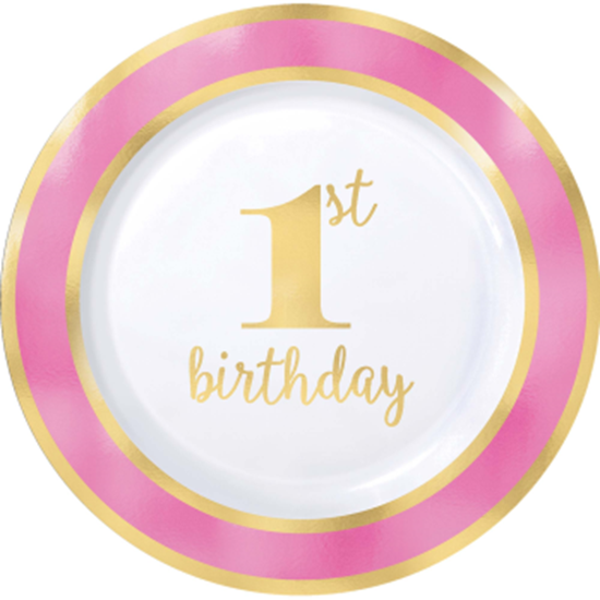 Picture of PREMIUM 1st BIRTHDAY PINK - 10" PLATES