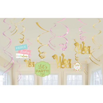 Picture of DECOR - CONFETTI FUN SWIRL DECORATION - PASTEL BIRTHDAY
