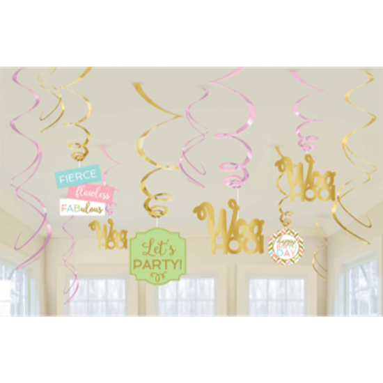 Picture of DECOR - CONFETTI FUN SWIRL DECORATION - PASTEL BIRTHDAY