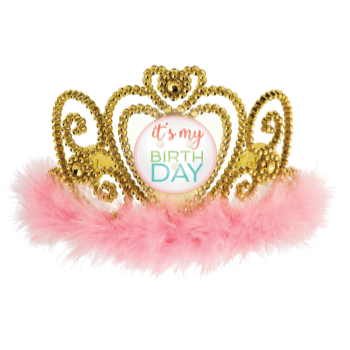 Picture of WEARABLES - IT'S MY BIRTHDAY LIGHT UP TIARA  - GOLD AND PINK