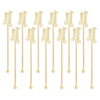 Picture of TABLEWARE - HAPPY BIRTHDAY GOLD PLASTIC DRINK STIRRERS