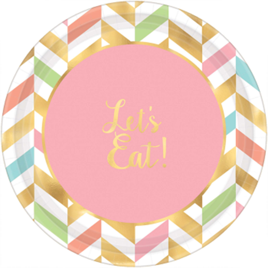 Picture of TABLEWARE - LET'S EAT 7" ROUND PLATE - PASTEL CHEVRON