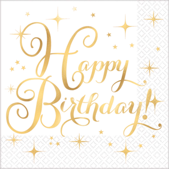 Picture of TABLEWARE - GOLD BIRTHDAY LUNCHEON NAPKINS - HOT STAMPED