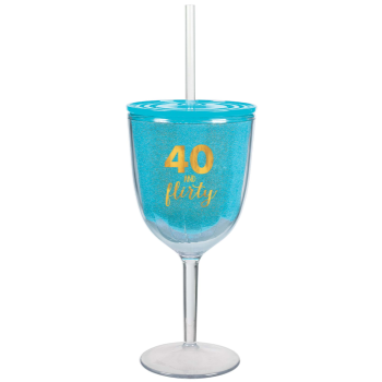 Image de 40th - 40 AND FLIRTY PLASTIC WINE CUP