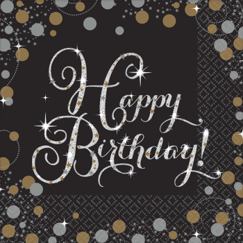 Image de TABLEWARE - SPARKLING CELEBRATION HAPPY BIRTHDAY - BEVERAGE NAPKINS