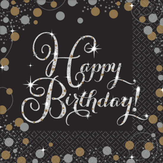 Picture of TABLEWARE - SPARKLING CELEBRATION HAPPY BIRTHDAY - BEVERAGE NAPKINS