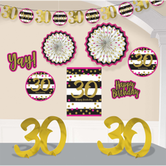 Picture of 30th - PINK/GOLD MILESTONE ROOM DECO KIT