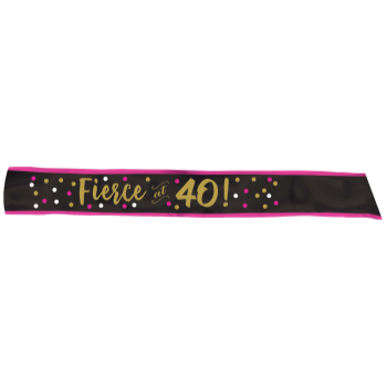 Picture of 40th - FIERCE AT 40 FABRIC SASH - PINK/GOLD