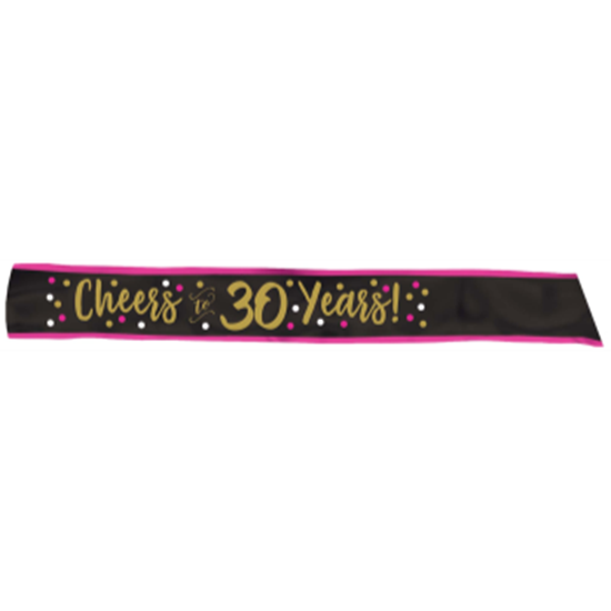 Picture of 30th - CHEERS TO 30 FABRIC SASH - PINK/GOLD
