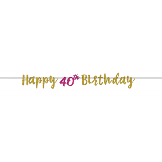 Image sur 40th - PINK AND GOLD GLITTER LETTER BANNER