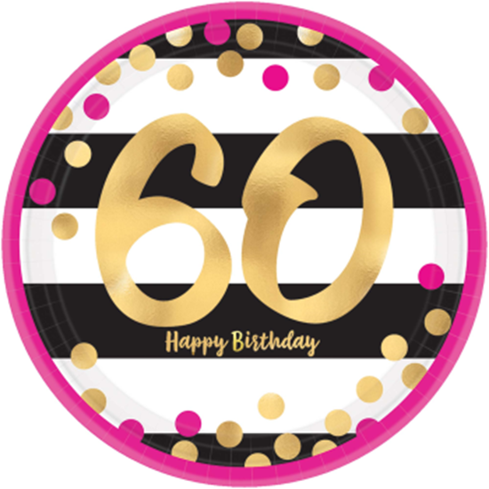 Picture of 60th - PINK AND GOLD MILESTONE - METALLIC 7" PLATES