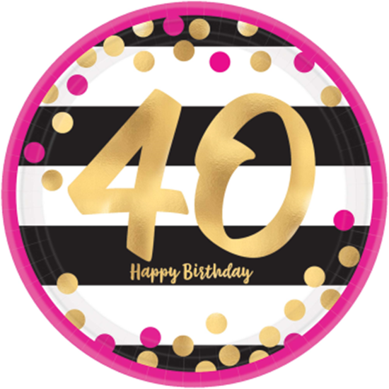 Picture of 40th - MILESTONE METALLIC 7" PLATES - PINK AND GOLD