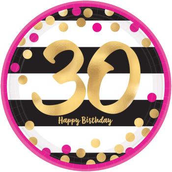 Picture of 30th - PINK AND GOLD MILESTONE METALLIC 7" PLATES