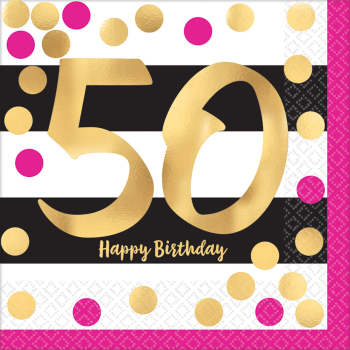 Picture of 50th - PINK AND GOLD MILESTONE - LUNCHEON NAPKIN